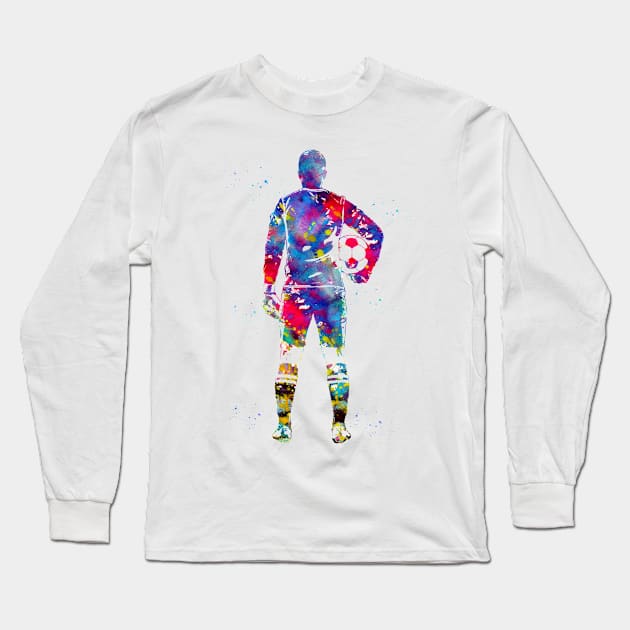 Soccer Player Goalkeeper Long Sleeve T-Shirt by erzebeth